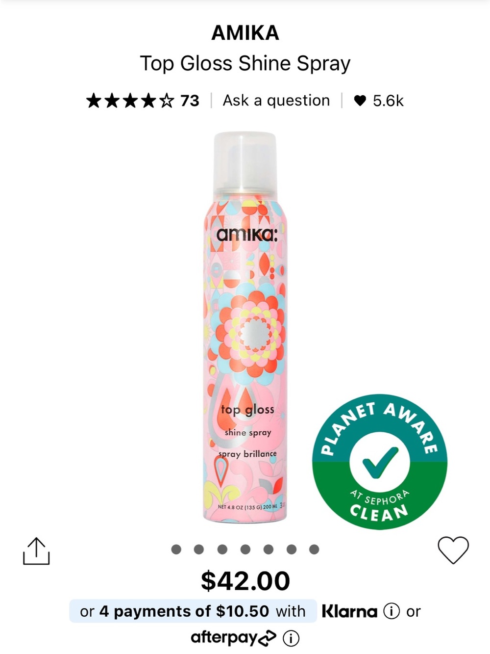 BNIB amika Top Gloss Shine Spray